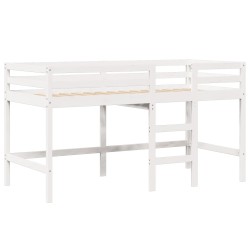 Lit superposé avec échelle et toit sans matelas blanc 90x200 cm 