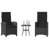 Ensemble de bistro 3 pcs avec coussins noir résine tressée 