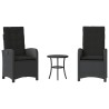 Ensemble de bistro 3 pcs avec coussins noir résine tressée 