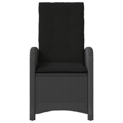 Ensemble de bistro 3 pcs avec coussins noir résine tressée 
