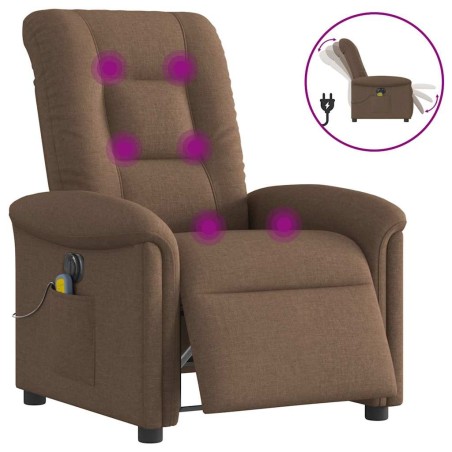 Fauteuil inclinable de massage électrique marron tissu 