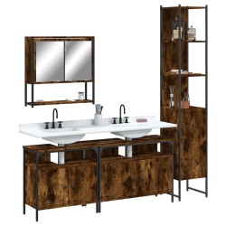 Ensemble de meubles de salle de bain 4 pcs Chêne fumé Bois 