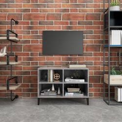Meuble TV avec pieds en métal Gris béton 69,5x30x50 cm 