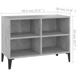 Meuble TV avec pieds en métal Gris béton 69,5x30x50 cm 