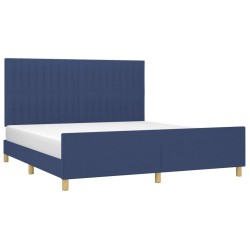 Cadre de lit sans matelas bleu 160x200 cm tissu 