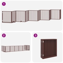 Barrière pour chien porte pliable 10 panneaux bois de peuplier 