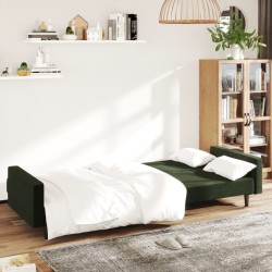 Canapé-lit à 2 places vert foncé velours 