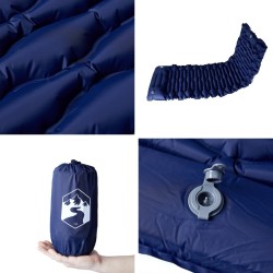 Matelas de camping autogonflant oreiller 1 personne bleu marine 