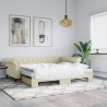 Lit de jour avec gigogne sans matelas crème 90x200 cm 