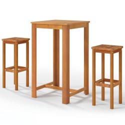 Ensemble de bar de jardin 3 pcs Bois d'acacia solide 