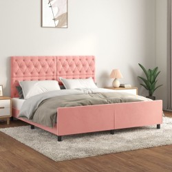 Cadre de lit sans matelas rose 160x200 cm velours 