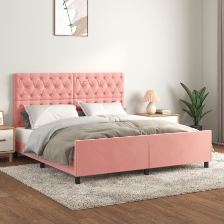 Cadre de lit sans matelas rose 160x200 cm velours 