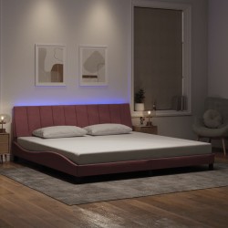 Cadre de lit avec lumières LED rose 200x200 cm velours 