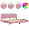Cadre de lit avec lumières LED rose 200x200 cm velours 