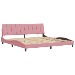 Cadre de lit avec lumières LED rose 200x200 cm velours 