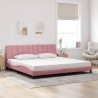 Cadre de lit avec lumières LED rose 200x200 cm velours 