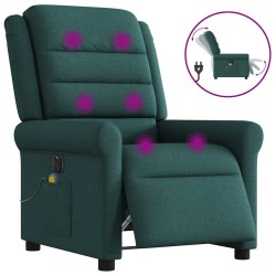 Fauteuil de massage inclinable électrique Vert foncé Tissu 