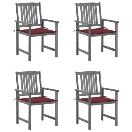 Chaises de jardin et coussins lot de 4 Gris Bois acacia massif 