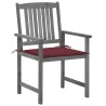 Chaises de jardin et coussins lot de 4 Gris Bois acacia massif 