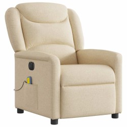 Fauteuil inclinable de massage électrique crème tissu 