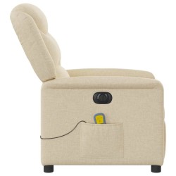 Fauteuil inclinable de massage électrique crème tissu 