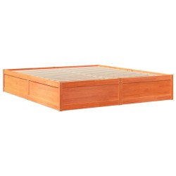 Cadre de lit sans matelas cire marron 200x200cm bois pin massif 