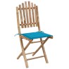 Mobilier à dîner d'extérieur pliable 5 pcs avec coussins bambou 
