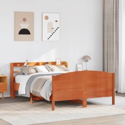 Cadre de lit sans matelas cire marron 140x190cm bois pin massif 