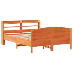Cadre de lit sans matelas cire marron 140x190cm bois pin massif 