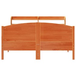 Cadre de lit sans matelas cire marron 140x190cm bois pin massif 