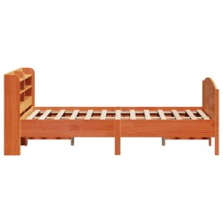 Cadre de lit sans matelas cire marron 140x190cm bois pin massif 