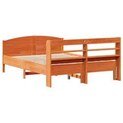 Cadre de lit sans matelas cire marron 140x190cm bois pin massif 