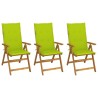 Chaises pliables de jardin lot de 3 avec coussins Bois d'acacia 