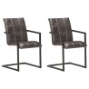 Chaises à manger cantilever lot de 2 gris cuir véritable 
