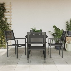 Ensemble à manger de jardin 5 pcs noir textilène et acier 