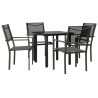 Ensemble à manger de jardin 5 pcs noir textilène et acier 