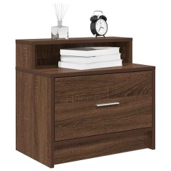 Table de chevet avec tiroir chêne marron 51x31x47 cm 
