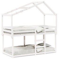 Lit superposé sans matelas blanc 90x190 cm bois de pin massif 