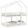 Lit superposé sans matelas blanc 90x190 cm bois de pin massif 