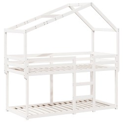 Lit superposé sans matelas blanc 90x190 cm bois de pin massif 