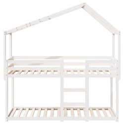 Lit superposé sans matelas blanc 90x190 cm bois de pin massif 