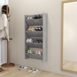 Armoires à chaussures murales 2 pcs Gris béton 60x18x60 cm 