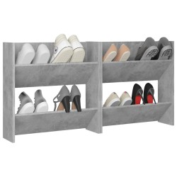Armoires à chaussures murales 2 pcs Gris béton 60x18x60 cm 