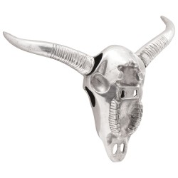 Cabeza de toro montada en la paredPlata 49x10x36 cm Aluminium 