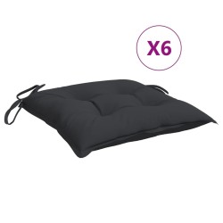 Coussins de chaise lot de 6 noir 40x40x7 cm tissu oxford 