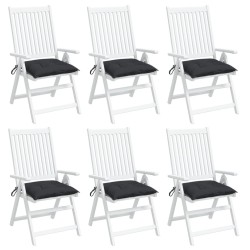 Coussins de chaise lot de 6 noir 40x40x7 cm tissu oxford 