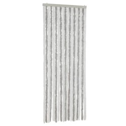 Rideau anti-mouches gris clair et blanc 56x185 cm chenille 