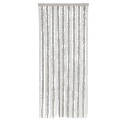 Rideau anti-mouches gris clair et blanc 56x185 cm chenille 