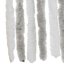 Rideau anti-mouches gris clair et blanc 56x185 cm chenille 