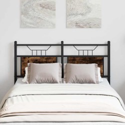 Tête de lit chêne fumé 120 cm bois d'ingénierie et acier 